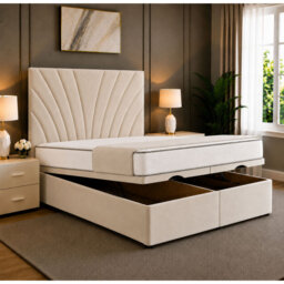 Rubi Divan Ottoman Storage Bed Frame with Floor Standing Headboard & End Lift Storage