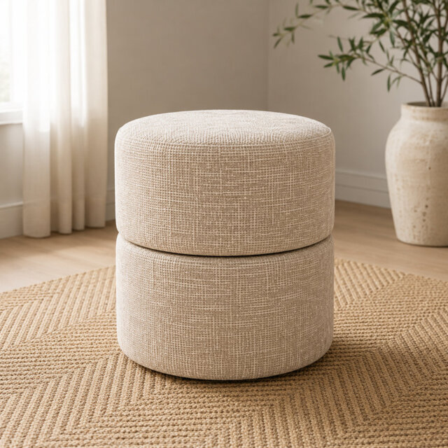 Modern Upholstered Swivel 40cm Ottoman Foot Stool Footrest Stool for Livingroom or Bedroom