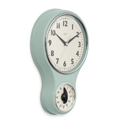 Acctim Kitchen Time Wall Clock Timer Quartz Retro Style Domed Glass Lens 20cm