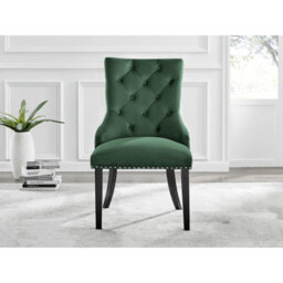 Edzard Modern Double Pedestal High Gloss Dining Table Set with 6 Luxury Velvet Dining Chairs