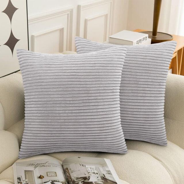 Striped Crushed Velvet Cushion Cover (Set Of 2)
