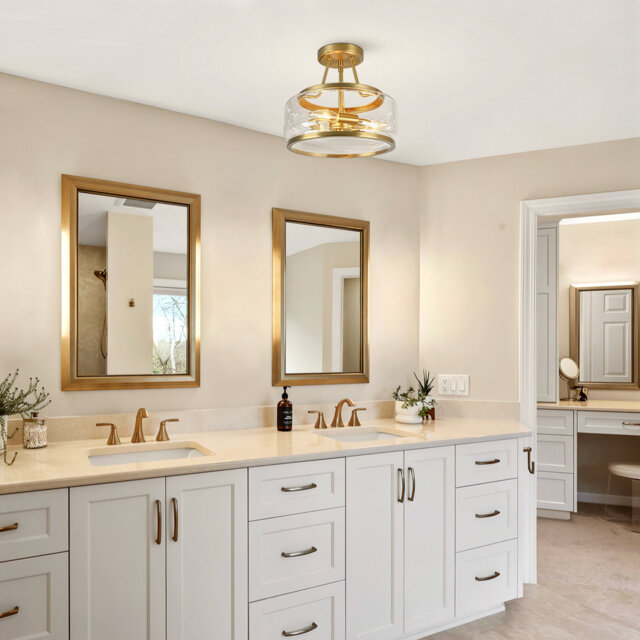 Glass Drum Semi Flush Mount Light