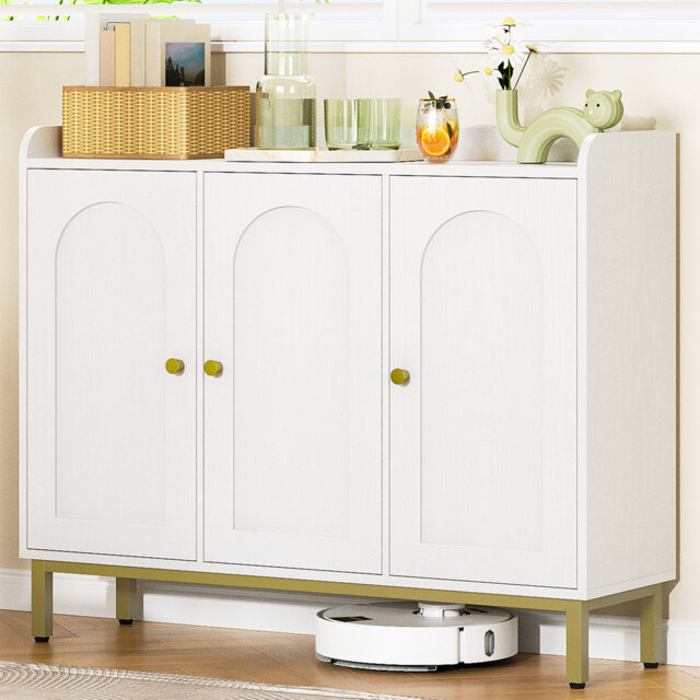Sideboard Storage Cabinet, Kitchen Cabinets with 2 Doors and Adjustable Shelves, Freestanding Kitchen Cupboard Buffet, for Dining Room, Living Room, 3