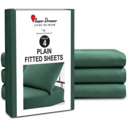 Pack of 4 Plain Dyed Fitted Sheets Microfiber - Soft and Breathable Microfiber Bedding for Ultimate Comfort & Easy Care