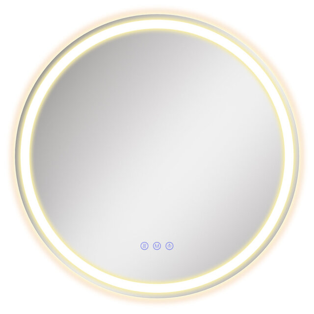 Bathroom Wall Mirror with Lighting, Round Mirror, Anti-Fog Function, Adjustable Colour Temperature and Brightness, for Vanity Bedroom Bathroom, 51 cm,