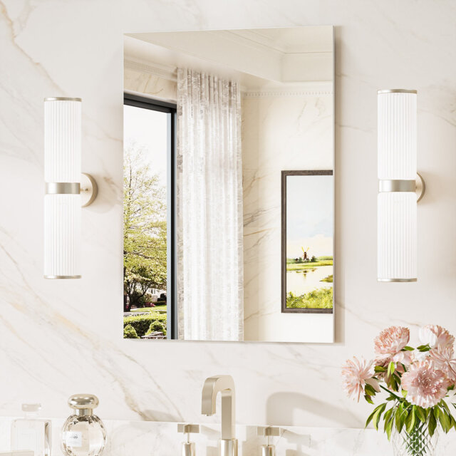 Frameless Bathroom Wall Mirror Decorative Accent Mirror