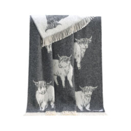 Soft Black Highland Cow Wool Throw