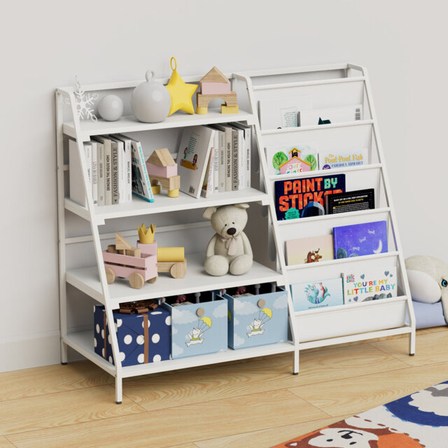 Johnson Metal Book Display, Bookshelf And Toy Storage Organizer - 4 Tier Book Shelf