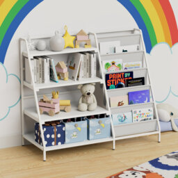 Johnson Metal Book Display, Bookshelf And Toy Storage Organizer - 4 Tier Book Shelf
