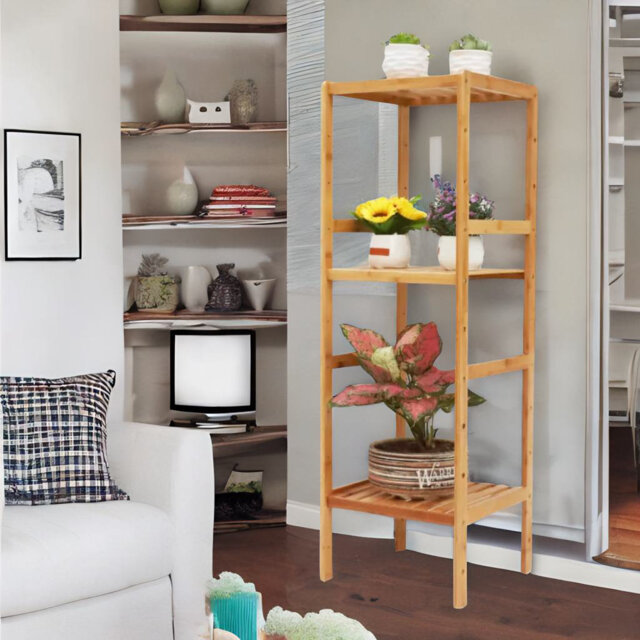 Ahsen 110cm H x 36cm W Bamboo / Rattan Etagere Bookcase