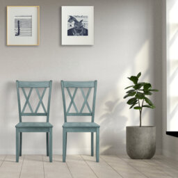 Aloyzas 46cm H Solid Wood Slat Back Side Chair in Green