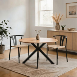 Carrette Round 120cm Dining Table and 2 Chair Set