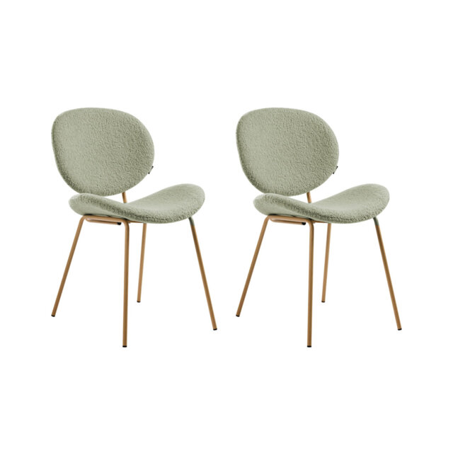 Set of 2 Dining Chairs LUANA Boucle Dark Green