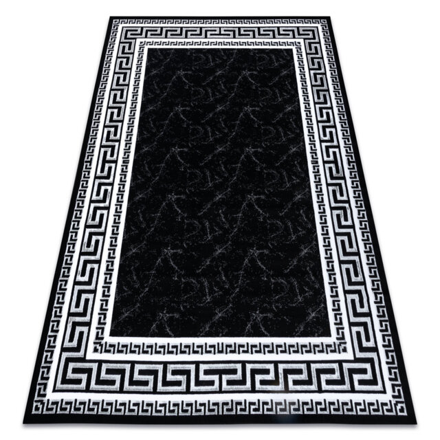Modern rug GLOSS for living rooms, bedrooms, study, elegant, glamor, frames, Greek black / gray