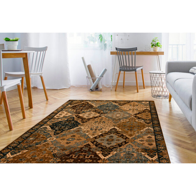 Dequana Oriental Machine Woven Beige Area Rug