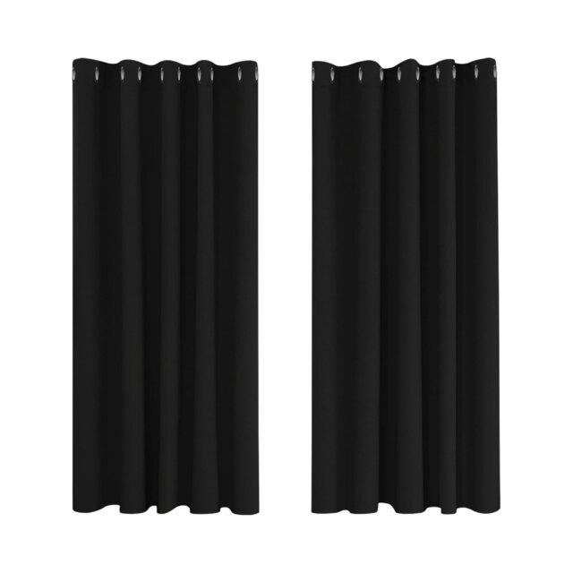Blackout Curtains 66 x 54 Super Soft Thermal Insulated Energy Saving Eyelet Black out Curtains Black 2 Panels