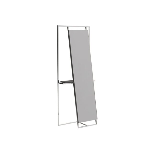 Euclid Stainless Steel Flat Floor Mirror with Shelves