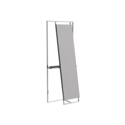 Euclid Stainless Steel Flat Floor Mirror with Shelves