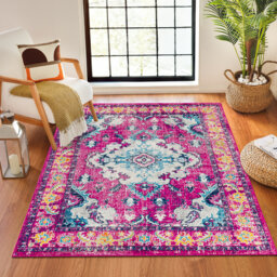 Oriental Vintage Area Rug Pink/Grey_HAP1116