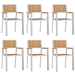 Garden Chair 6 Pcs Brown 56 X 54.5 X 87Cm Solid Teak Wood