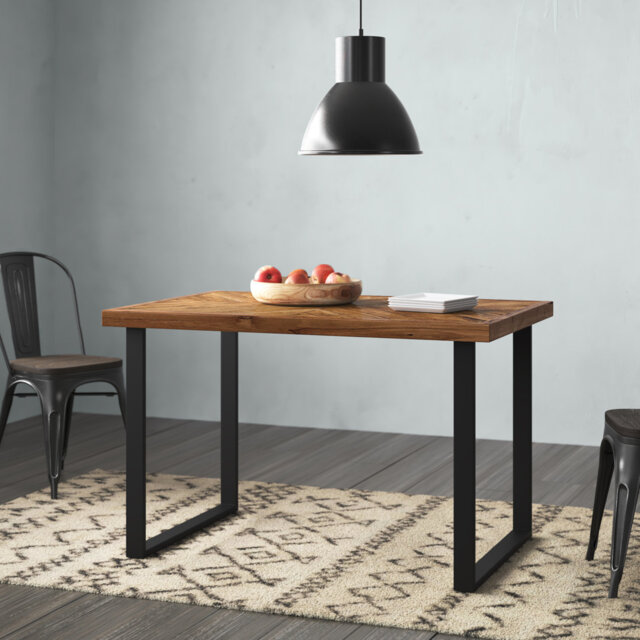 Tyree Oak Metal Base Dining Table