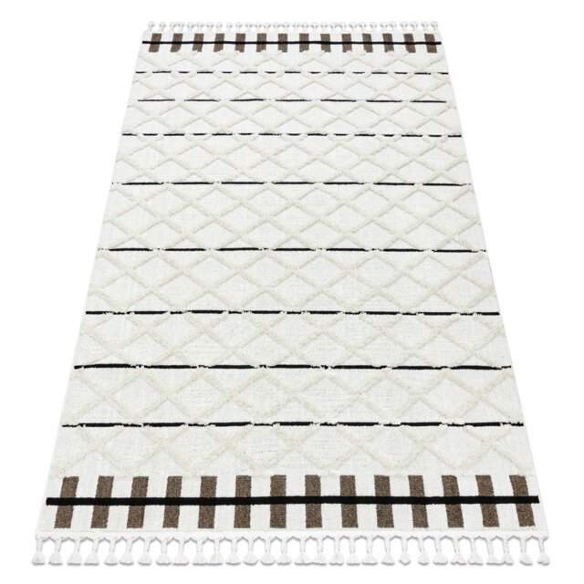 Brown / White Fringe Berber Shaggy Rug