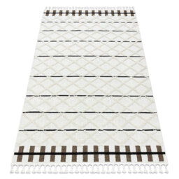Brown / White Fringe Berber Shaggy Rug