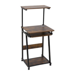 Rustic Brown Height Adjustable Mobile Computer Desk