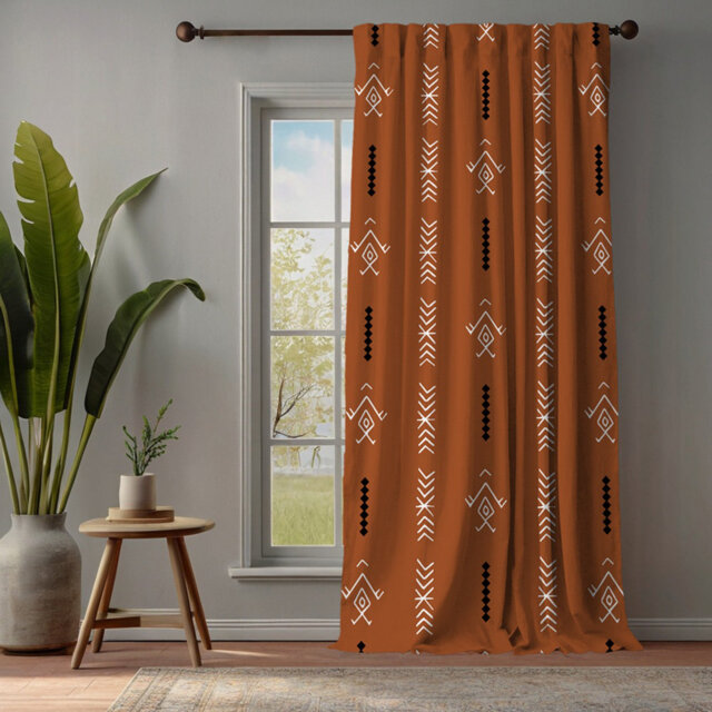 Boho Pattern Lined Single Panel Curtain