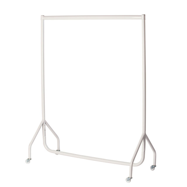 120cm Long x 150cm Tall Heavy Duty Rolling Clothes Rail Garment Storage Rack White