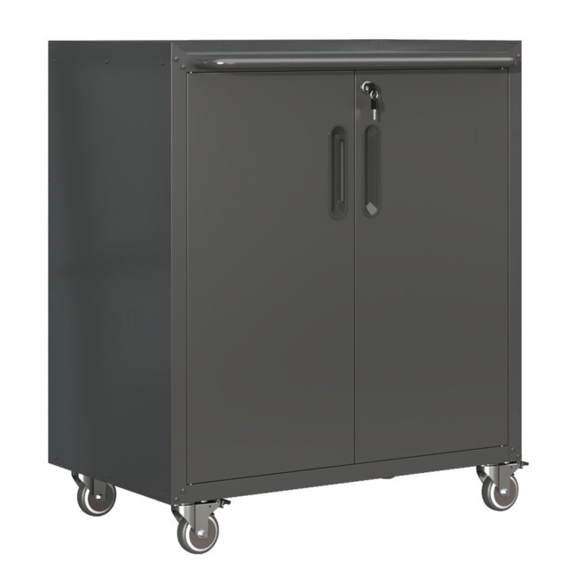 Heavy-Duty Metal Rolling Tool Cabinet with Locking Doors, Mobile Garage Storage with Adjustable Shelf & Wheels