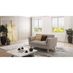 Sofa 2 Seater with Wooden Legs In Scandinavian Style