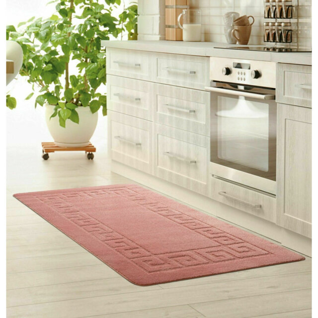 Nalesha NON SLIP ROCCO PLAIN RUGS LIVING ROOM BEDROOM HALLWAY RUG /MAT/ RUNNER Pink