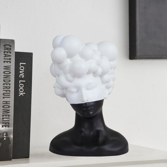 "10.2"" Black & White Abstract Female Statue - Home Office Desktop Decor"