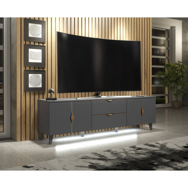 Azzurro10 Grey TV Stand for TVs up to 75in with White LED Lights