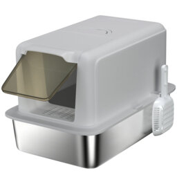 Enclosed Cat Litter Box 60.5*40.5*41.5 cm Stainless Steel 1 Piece Enclosed Cat Litter Box Grey Odour-Control Design
