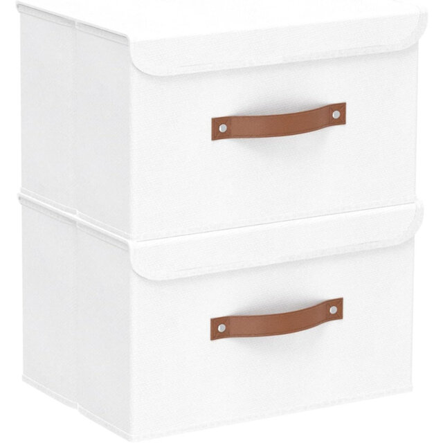 Storage Boxes With Lids 2 Pack, Collapsible Bin With Handle, For Organizing Clothes, 33X23x20cm, Grey, SNK018GYS-2