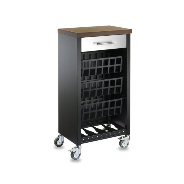 Zamora 48cm W Kitchen Trolley with Wood-Effect Top and Locking Wheels