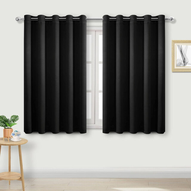 Black Blackout Curtains for Bedroom 66 x 54 inch Length, 2 Panels