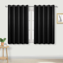 Black Blackout Curtains for Bedroom 66 x 54 inch Length, 2 Panels
