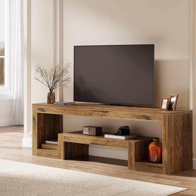 "Industrial 63"" W Wooden  Farmhouse Vintage Entertainment Center TV Stand for 55/60/65 Inches / Modern Media Television /Storage Shelves /Console Table"