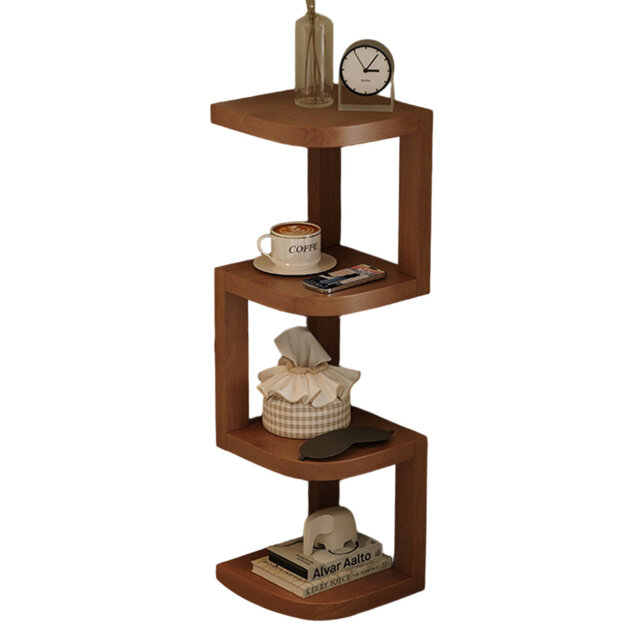 4 Tier Corner Book Shelf Wooden Freestanding Display Rack Bedroom Corner Nightstand