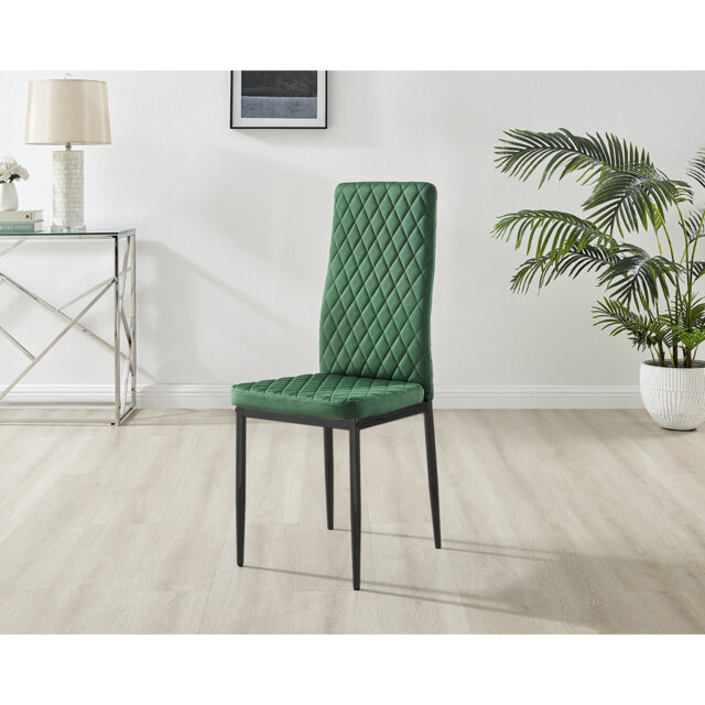 Keensburg Luxury Velvet Modern Tall Back Dining Chairs with Metal Legs & Diamond Stitching
