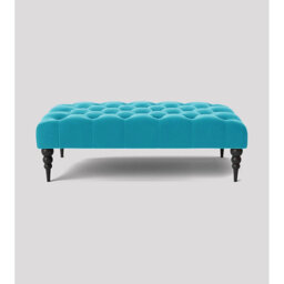 Alyana Rectangle Ottoman Bench with Wooden Legs - Plush Velvet Chesterfield Upholstered Footstool