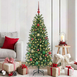 Artificial Christmas Tree with 150 LEDs Green PE and PVC