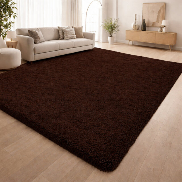 Aspire Homeware Brown Shaggy Area Rug Soft Plush Indoor Carpet