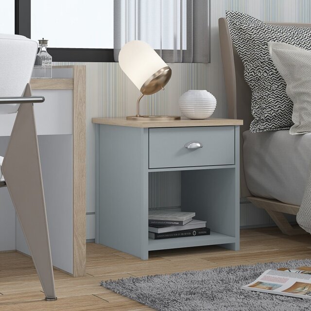 Zack Farmhouse 1 Drawer Bedside Cabinet