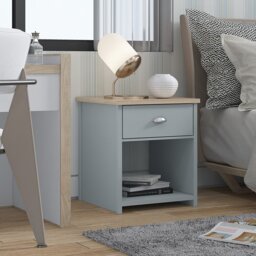 Zack Farmhouse 1 Drawer Bedside Cabinet