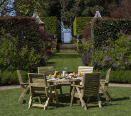 Pepe Garden Furniture Dining Sets 6 - Person Wood Patio Dining Set with Round Table