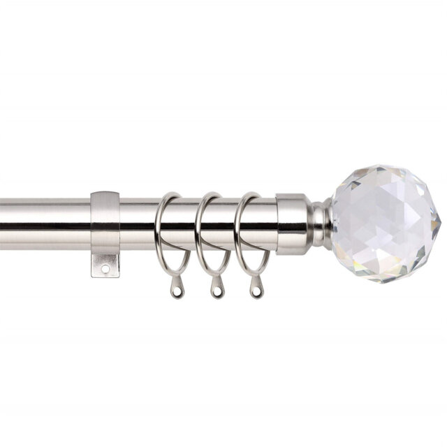 Crystal Ball Telescopic Curtain Rod, Including A Pair Of Premium Trims, Rings, Brackets And Accessories Set
